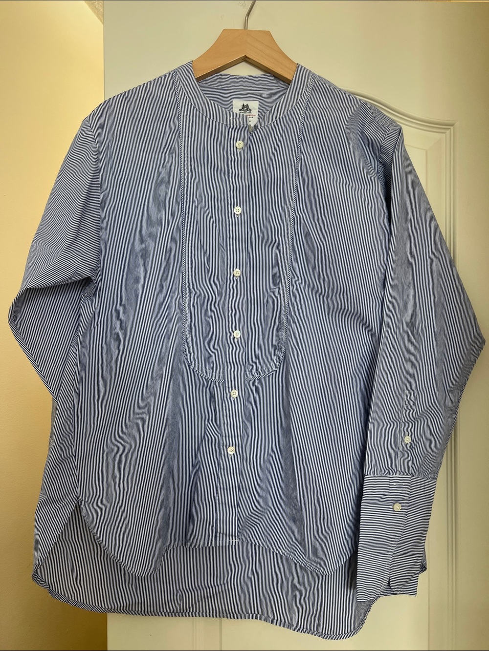 Women's Blue Pinstripe Button-Up Shirt